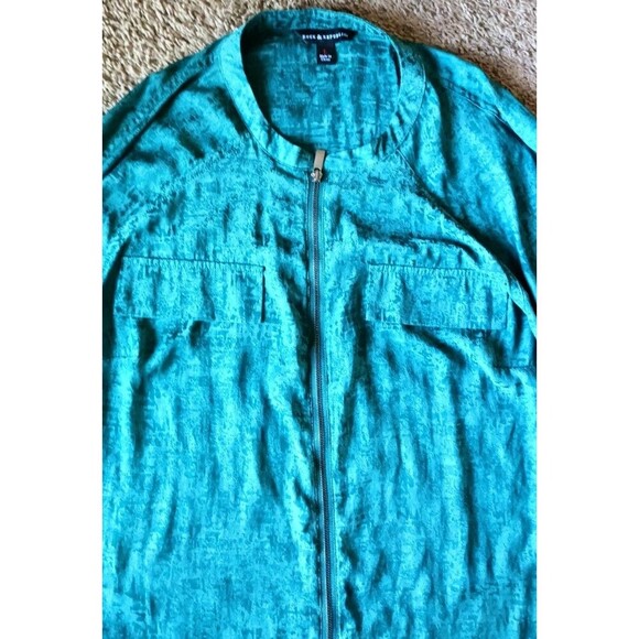 Rock & Republic Womens Long Sleeve Shirt Blouse Large Emerald Green  80s Retro - Picture 4 of 9